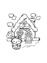 coloriage hello kitty et la maison de pain d epice